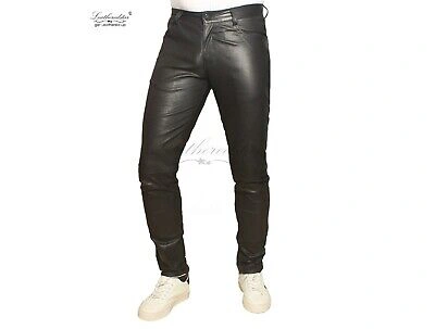 Pre-owned Leatheredstar Black Stretchable Leather Super Skintight Skinny Leather Jeans Pants Tube