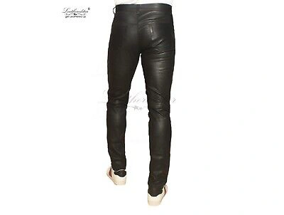 Pre-owned Leatheredstar Black Stretchable Leather Super Skintight Skinny Leather Jeans Pants Tube
