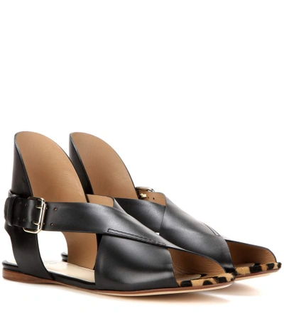 Francesco Russo Leather Sandals In Black