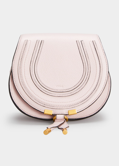 Shop Chloé Marcie Small Crossbody Bag In Grained Leather In Misty Lavender