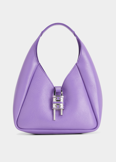 Shop Givenchy Mini Padlock Hobo Bag In Calf Leather In 520 Ultraviolet