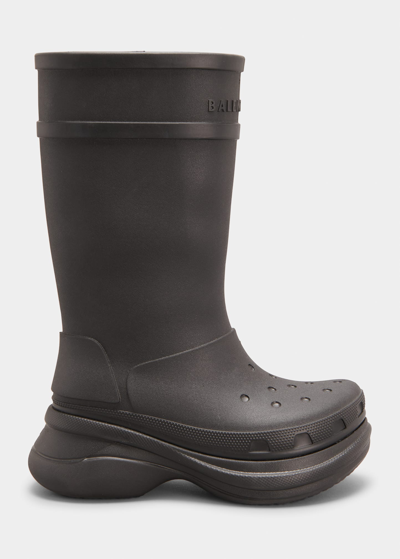 Shop Balenciaga X Croc Rubber Rain Boots In Black