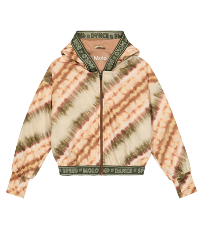 Shop Molo Ophelia Printed Technical Jacket In Tie Dye Diagonal