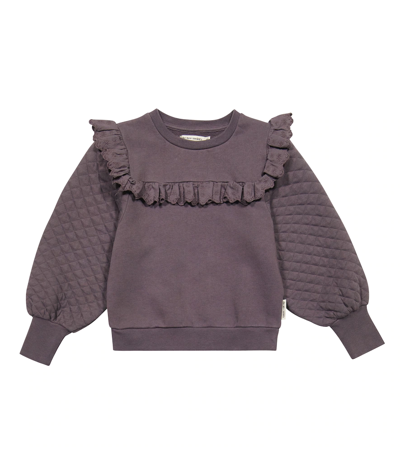 The New Society Rebeca Ruffle-trimmed Cotton Sweater In Plum