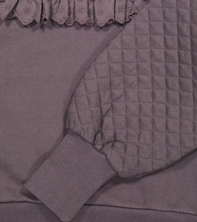 The New Society Rebeca Ruffle-trimmed Cotton Sweater In Plum