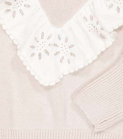The New Society Millie Ruffle-trimmed Wool-blend Sweater In Ecru