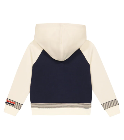 Shop Gucci Baby Cotton Jersey Zip-up Hoodie In Blue New Marine/mix