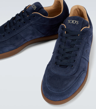 Tod's Tabs Suede Leather Sneakers In Blue