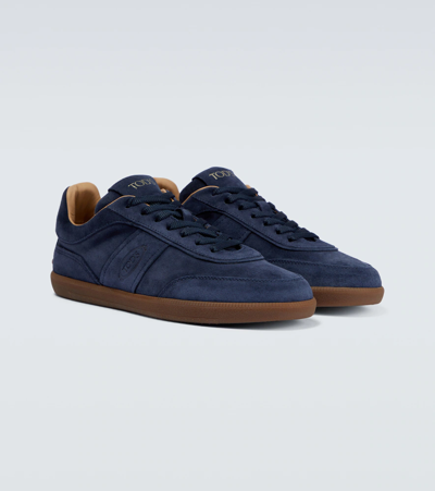 Tod's Tabs Suede Leather Sneakers In Blue