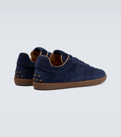 Tod's Tabs Suede Leather Sneakers In Blue