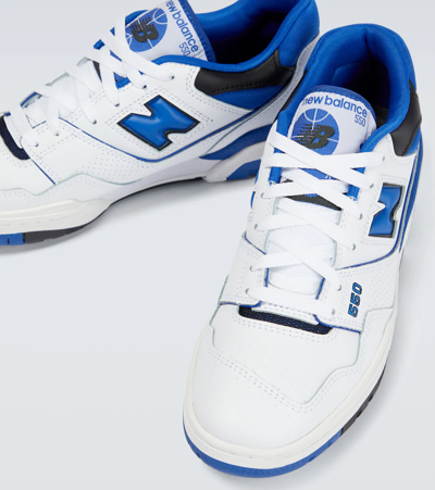 Shop New Balance 550 Leather Sneakers In White/team Royal