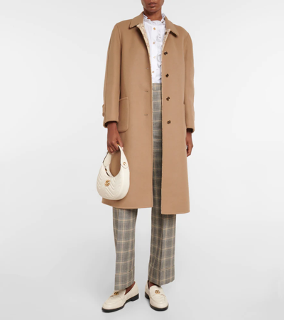 Shop Gucci Double-faced Wool And Silk Coat In Camel/ivory