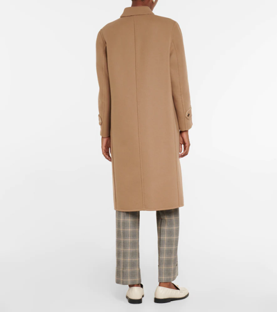 Shop Gucci Double-faced Wool And Silk Coat In Camel/ivory
