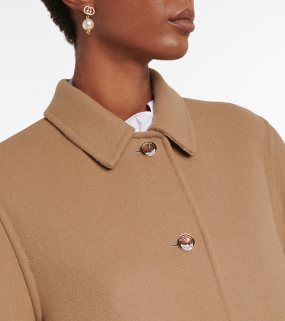 Shop Gucci Double-faced Wool And Silk Coat In Camel/ivory