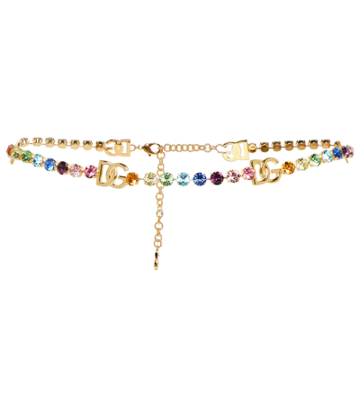 Shop Dolce & Gabbana Embellished Chain Belt In Multicoloured