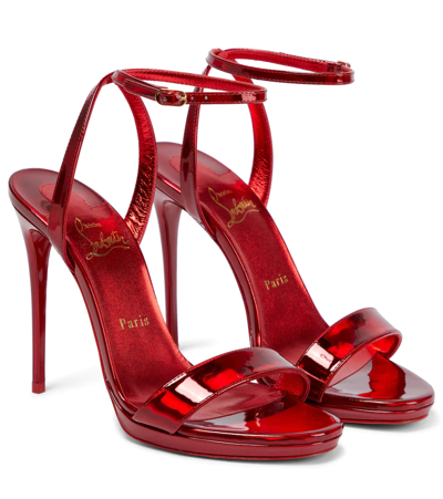 Christian Louboutin Loubi Queen 120 Metallic Patent-leather Sandals In Loubi/lin Psy Loubi
