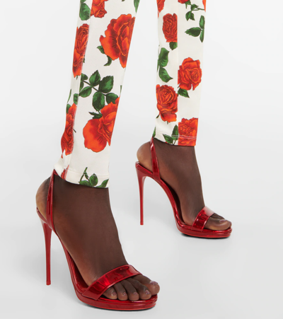 Christian Louboutin Loubi Queen 120 Metallic Patent-leather Sandals In Loubi/lin Psy Loubi
