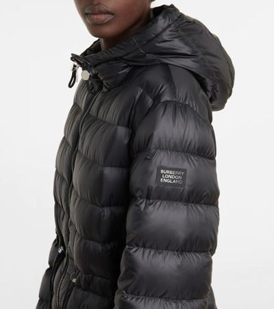 Shop Burberry Drawstring Quilted Down Coat In Black
