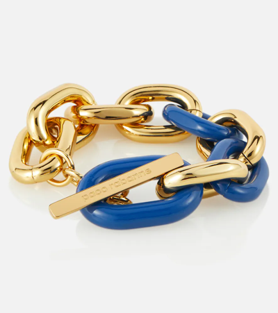 Shop Paco Rabanne Xl Link Bracelet In Bleu/gold