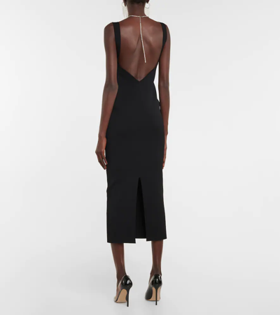 Shop Galvan Celeste Embellished Knit Midi Dress In Black