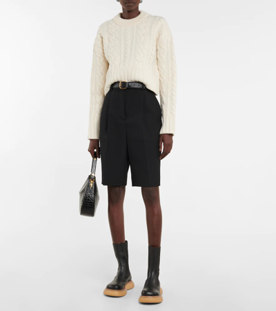Shop Ami Alexandre Mattiussi Cable-knit Virgin Wool Sweater In Off White
