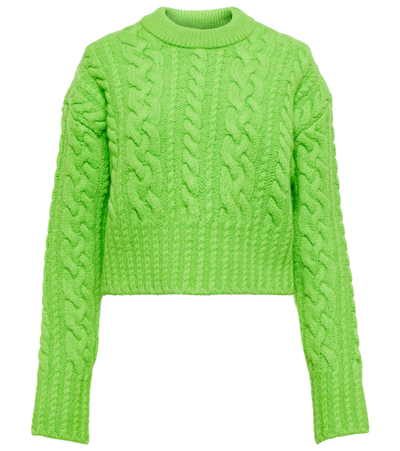 Shop Ami Alexandre Mattiussi Cable-knit Virgin Wool Sweater In Green