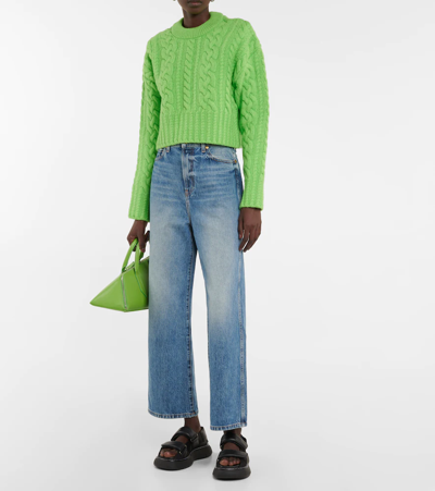 Shop Ami Alexandre Mattiussi Cable-knit Virgin Wool Sweater In Green