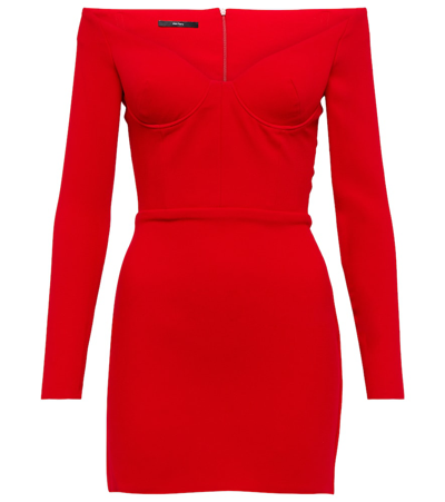 Shop Alex Perry Bram Off-shoulder Crêpe Minidress In Red