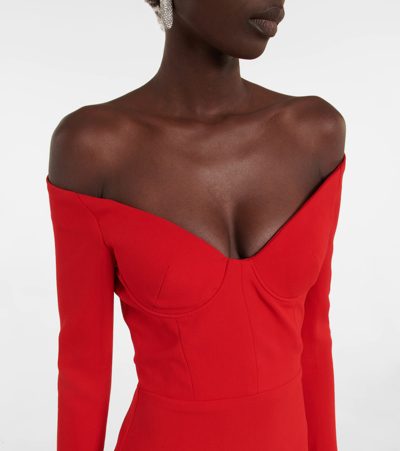 Shop Alex Perry Bram Off-shoulder Crêpe Minidress In Red