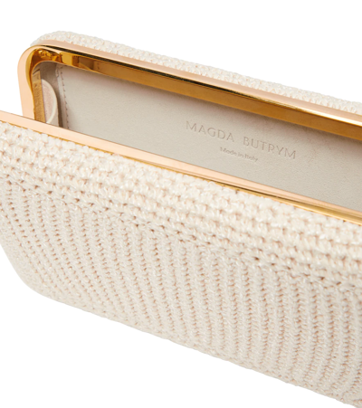 Shop Magda Butrym Leila Fringe-trimmed Crochet Clutch In Cream