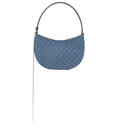 Shop Magda Butrym Vesna Embellished Denim Shoulder Bag In Blue