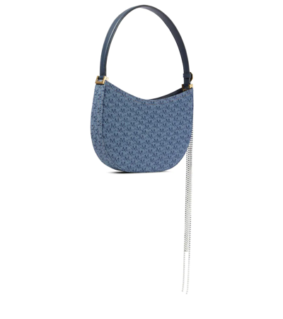 Shop Magda Butrym Vesna Embellished Denim Shoulder Bag In Blue