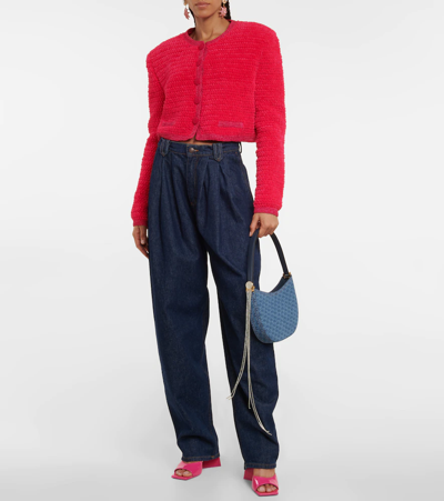 Magda Butrym Vesna Embellished Denim Shoulder Bag In Blue