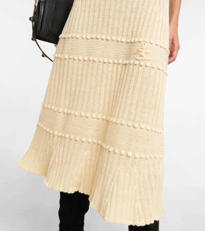 Shop Etro Linen And Silk Knit Midi Dress In Giallo