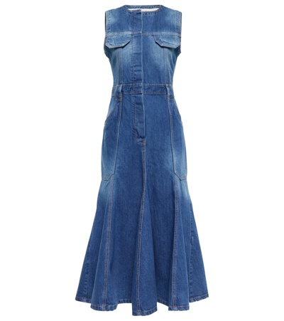 Shop Victoria Beckham Denim Midi Dress In Twilight Blue