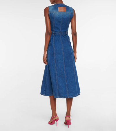 Shop Victoria Beckham Denim Midi Dress In Twilight Blue