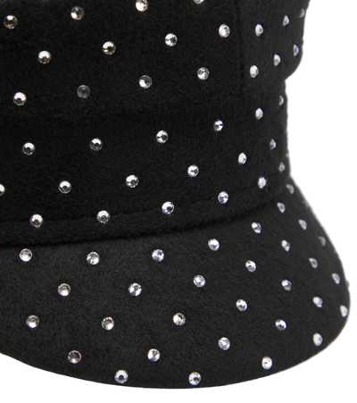 Shop Ruslan Baginskiy Embellished Wool Baker Boy Cap In Black