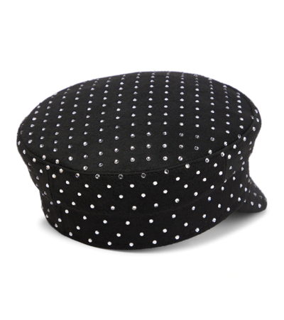 Shop Ruslan Baginskiy Embellished Wool Baker Boy Cap In Black