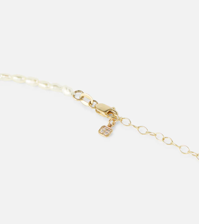 Shop Sydney Evan Half Moon 14kt Gold Choker With Diamonds In Yg Pearl