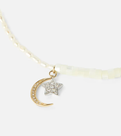 Sydney Evan Half Moon 14kt Gold Choker With Diamonds In Yg Pearl
