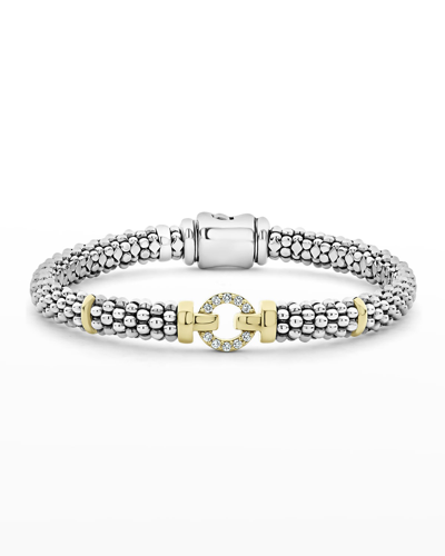 Shop Lagos Sterling Silver Rope Bracelet With Diamonds, 6mm