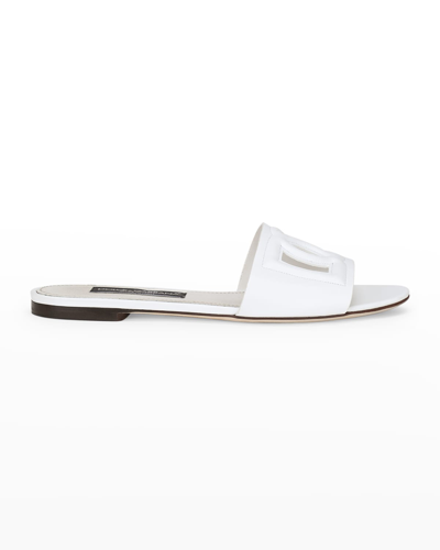 Shop Dolce & Gabbana Cutout Dg Flat Slide Sandals In White