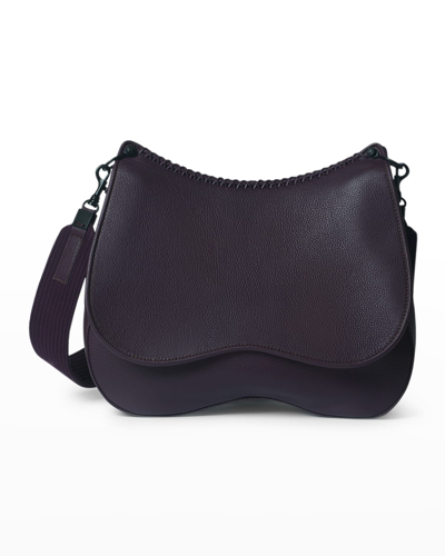 Shop Callista Iconic Leather Saddle Bag In Plum