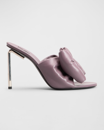 Off-white Allen Puffy Bow Stiletto Mules In Lavander Silve