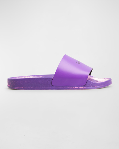 Shop Off-white Off Stamp Worn Pool Sandals In Violet Black