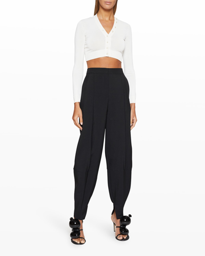 Shop Loewe Cropped Button Down Cardigan In Soft White