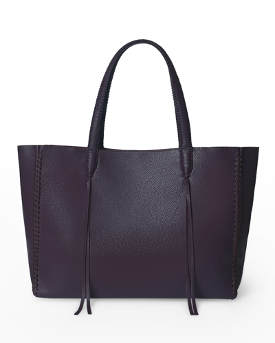Shop Callista Medium Grained Leather Tote Bag In Plum