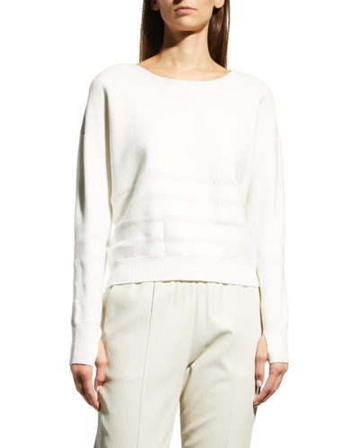 Shop Blanc Noir Liminal Striped Thumbhole Sweater In Cloud Dancer