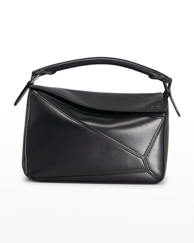 Shop Loewe Puzzle Small Leather Top-handle Bag In 1100 Black