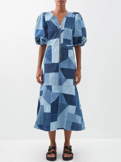 Sea Diego Denim Puff Sleeve Zip Front Dress in Multi – Hampden Clothing